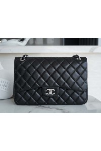 Chanle Classic Flap Lambskin (Black,Sliver, 30cm/33cm)