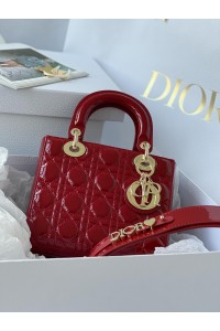 Lady Dion My ABCDion Bag with Cannage Patent (Cherry Red, 20CM)