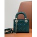 Mini Cannage Patent Calfskin Lady Dion Bag (Dark Green, 17CM)