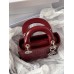 Mini Cannage Patent Calfskin Lady Dion Bag(Cherry Red, Sliver Hardware, 17CM)