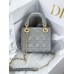 17cm MINI LADY DION BAG Opaline Gray Pearlescent Cannage Lambskin